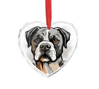 Ciondolo a forma di testa di bulldog americano in cristallo trasparente a forma di cuore, romantico, decorazione da appendere per fai da te, regalo per casa, finestra, auto, festa di nozze, ornamento
