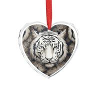 Ciondolo a forma di testa di tigre bianca in cristallo trasparente a forma di cuore romantico ciondolo a forma di amore decorazione da appendere per fai da te regalo per finestra di casa, auto, festa