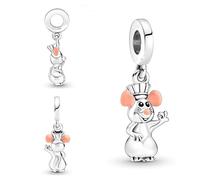 Ciondolo a forma di topo Remi, in argento Sterling 925, compatibile con ciondoli Pandora e molti altri braccialetti con ciondoli del Regno Unito.