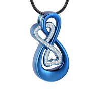 Ciondolo a forma di urna dell'infinito in acciaio inox, catena a serpente, gioiello per ceneri, per donna, strumenti di riempimento inclusi, Acciaio inossidabile, Nessuna pietra preziosa