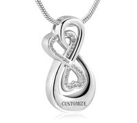 Ciondolo a forma di urna dell'infinito in acciaio inox, catena a serpente, gioiello per ceneri, per donna, strumenti di riempimento inclusi, Acciaio inossidabile, Nessuna pietra preziosa