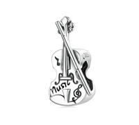 Ciondolo a forma di violino in argento Sterling 925, con scritta in inglese "I Love Music", per bracciali Pandora