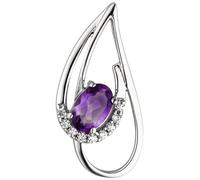 Ciondolo A Goccia Con Ametista Viola E 9 Zirconi In Oro 333 Bianco Per Donna