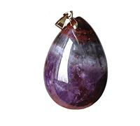 Ciondolo a Goccia d'Acqua Naturale Auralite 23 Viola Rosso Canada da Donna e Uomo 28x19x11mm AAAAA
