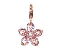 Ciondolo a moschettone in argento Sterling 925 con cinque petali, smaltato, a forma di fiore, con zirconia cubica, per braccialetti o collane a catena, regalo per compleanno, anniversario, Natale