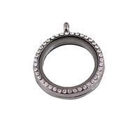 Ciondolo A Scatola Acciaio Inossidabile Strass E Esterno Di 30 Mm Medaglione Fai Da Te Per Foto Preferite E Piccoli Gadget
