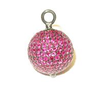 Ciondolo A Sfera Di Perline Di Rubino 5,15ct In Argento Sterling 925 Ossidato
