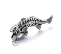 Ciondolo a spina di pesce, da uomo, con teschio di pesce, gotico, punk, animale, scheletro gioielli per uomo