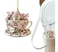 Ciondolo acrilico 2D - Ornamento di fantasia , modello di fiori di cottage | leggero da collezione, accessorio creativo per la decorazione domestica, portachiavi, decorazione
