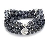 Ciondolo albero della vita 108 braccialetto di perline di preghiera mala collana mala per la meditazione yoga (Labradorite)