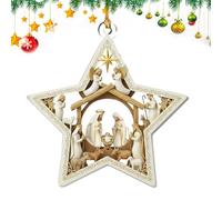 Ciondolo albero di Natale con scena del Belen | 2D piatto e appeso per le vacanze invernali, decorazione natalizia di Belen in acrilico, per festa di camino, davanzale da parete, soggiorno Dormi