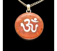 Ciondolo Amuleto Corniola 925 Argento Ohm Rosso Buddismo Talismano Regalo