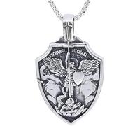 Ciondolo Amuleto Di San Michele Arcangelo Per Uomo E Donna, Collana In Acciaio Inossidabile Con Croce E Scudo Di San Michele Arcangelo, Gioielli Con Amuleti Religiosi(Gold)