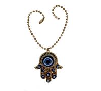Ciondolo amuleto LUCKBOOSTIUM a forma di mano di Hamsa con strass di cristallo - Ornamento da appendere all'auto contro il malocchio blu, bianco