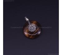 Ciondolo anello ciambella rotondo pietra preziosa naturale Reiki Chakra perli...