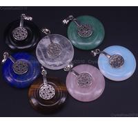 Ciondolo anello ciambella rotondo pietra preziosa naturale Reiki Chakra perli...