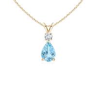 Ciondolo ANGARA 0,62 ct acquamarina naturale con diamante in oro 14 carati (AAA)
