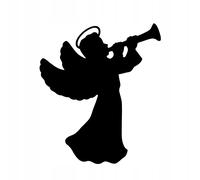 Ciondolo Angelo di Natale con Tromba Acciaio Nero Decorazione Natalizia