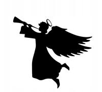 Ciondolo Angelo di Natale con Tromba Acciaio Nero Decorazione Natalizia