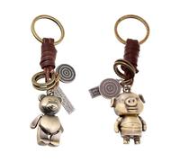 Ciondolo Animale Cartone Animato Da 2 Pezzi, Ciondolo Intrecciato, Portachiavi Retrò, Portachiavi Creativo, Portachiavi Regalo