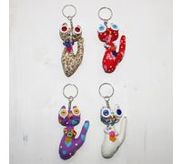 Ciondolo animale con occhi a bottone - gatto - set di 4 - 01 - Pupazzetto