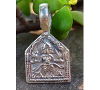 Ciondolo antico artigianale in argento sterling 925 Karni Mata ji ossidato F/S 1