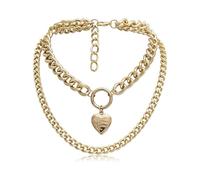 Ciondolo apribile a Forma di Cuore Creativo Europeo Collana Corta a Catena Semplice a Doppio Strato esagerata Practical Treatment