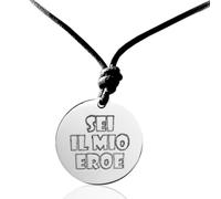 Ciondolo argento 925 con incisione SEI IL MIO EROE. Idea regalo festa del papà