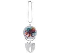 Ciondolo astratto colorato a forma di polpo per auto, ornamento da appendere allo specchietto retrovisore, decorazione per auto per specchietto retrovisore, portachiavi in stile argento