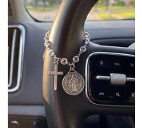 Ciondolo auto a croce di San Benedetto, amuleto di benedizione per i viaggi, decorazione religiosa protettiva per l'interno dell'auto, da appendere al volante o alla borsa, regalo perfetto per Natale,