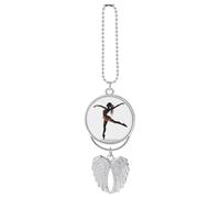 Ciondolo auto ballerina specchio retrovisore appeso decorazione automatica specchio retrovisore portachiavi argento