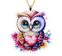 Ciondolo auto con gufo - 2D acrilico specchio Charm| Graziosa decorazione di animali | Specchio retrovisore per interni del veicolo, decorazione leggera da appendere per cruscotto camion, elegante