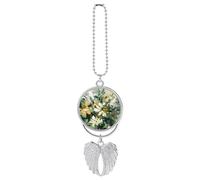 Ciondolo auto giallo chiaro verde scuro, specchio retrovisore ciondolo ornamento, decorazione automatica per specchietto retrovisore, portachiavi stile argento