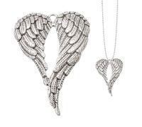 Ciondolo auto per specchio, a forma di cuore con ali d'angelo, decorazione specchietto retrovisore, decorazione per auto, angelo custode, accessorio decorativo per auto, regalo di fortuna (argento)