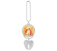 Ciondolo auto seduto cane specchio retrovisore appeso decorazione automatica specchio retrovisore portachiavi argento