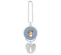 Ciondolo auto sorridente specchio retrovisore appeso decorazione automatica specchio retrovisore portachiavi argento