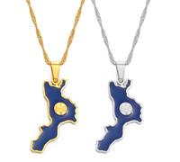 Ciondolo Bandiera Tradizionale, Mappa Calabria Italia Collane Con Ciondolo Con Ciondoli Gioielli Italiani Per Donne Ragazze Contorno Paese Catena Clavicola Girocollo Collana Con Catena,Giallo,45Cm O