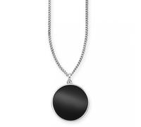 ciondolo cai men con catena in argento sterling 925 rodiato onice nero rosa d...