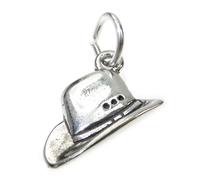 Ciondolo cappello da cowboy TINY 2D argento sterling .925 x 1 Cow Boys Girls
