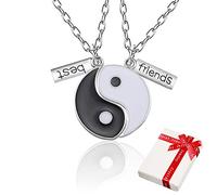 Ciondolo Catena Yin Yang Taichi Argento per Coppia, 2 Pezzi collane Amicizia Ying Yang Collana Hasl con Best Friends incisi, Gioielli collane Partner per i Migliori Amici, Amante e Coppia Regali