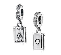 Ciondolo Charm a forma di libro in argento Sterling 925, con scritta in lingua inglese “Happy Mother's Day” per braccialetti Pandora (lingua italiana non garantita) Birthday