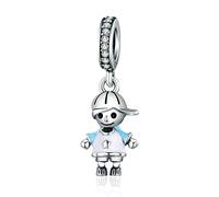 Ciondolo charm in argento Sterling 925 bambini compleanno bambino ciondolo charm per braccialetti Pandora Boy