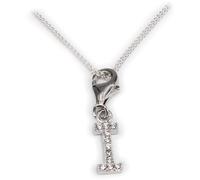 Ciondolo Charm Lettera Dell'Alfabeto I Zirconia 10 MM Argento 925 Incl. Piatta