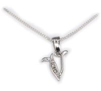 Ciondolo Charm Lettera V Zirconia 13 MM Argento 925 Incl. Catena
