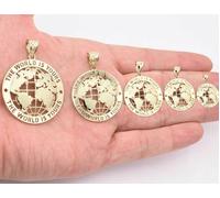 Ciondolo Charm Terra Globale IL MONDO È Tuo In Vero Oro Giallo SOLIDO 10K