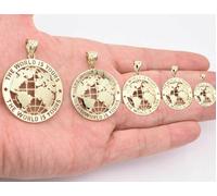 Ciondolo Charm Terra Globale IL MONDO È Tuo In Vero Oro Giallo SOLIDO 10K