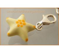 CIONDOLO CHARME ARGENTO 925 STeLLa A POIS SMALTO GiaLLo