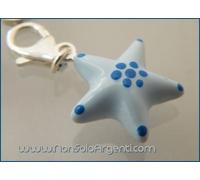 CIONDOLO CHARME ARGENTO 925 STeLLa POIS SMALTO CeLEsTe