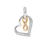 Ciondolo ciondolo catena argento sterling 925 cuore zirconi e segno dell'infi...