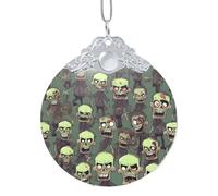 Ciondolo circolare in vetro con stampa di molti zombi, decorazione da appendere con fibbia in metallo, decorazione per casa e ufficio